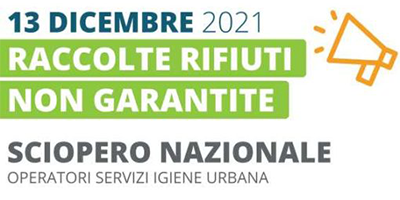 Raccolta rifiuti: possibili disagi il 13 dicembre per sciopero generale