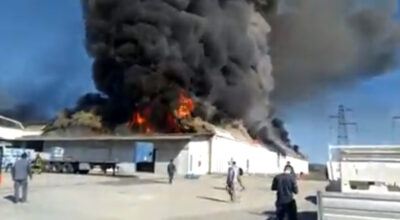 Incendio a ceramica in Gallese. Allertati i comuni limitrofi.