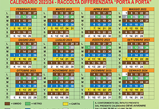 Calendario Raccolta Differenziata 2023