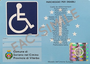 Contrassegno parcheggi disabili – Comune di Soriano nel Cimino