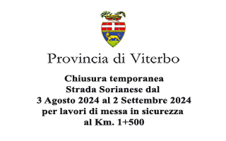 Chiusura Strada Provinciale Sorianese dal 3 Agosto al 2 Settembre 2024 per lavori di messa in sicurezza al km. 1+500