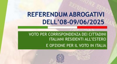 Referendum 8 e 9 giugno 2025 – Voto per corrispondenza Italiani residenti all’estero